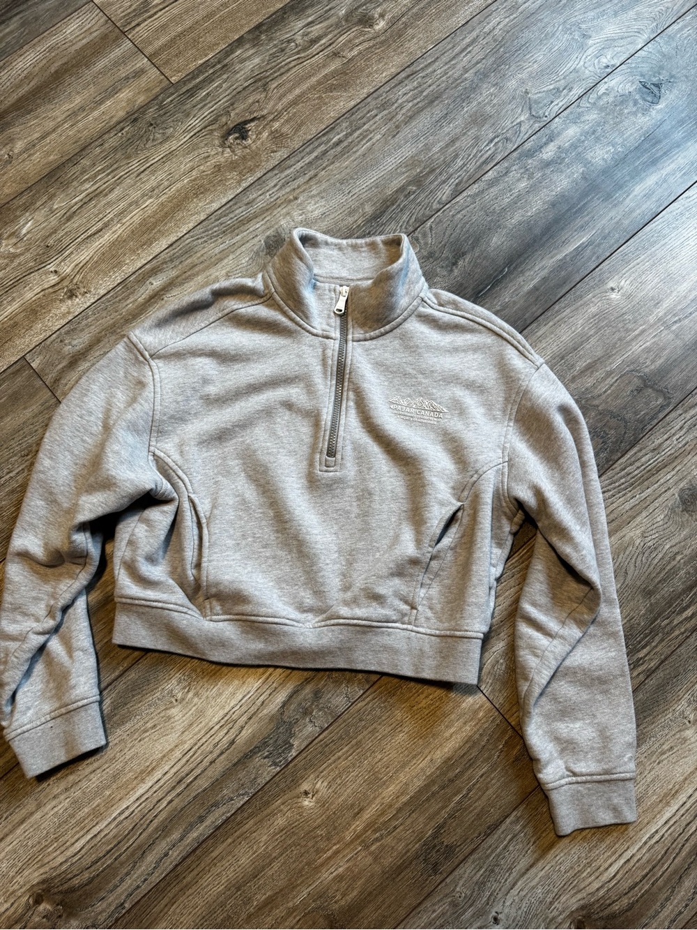 Pajar Light Gray Quarter-Zip Cropped Sweatshirt